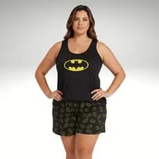 Pijama Baby Doll Camiseta e Short Plus Size Feminino Adulto Presente G1/G2/G3 Tam Especial