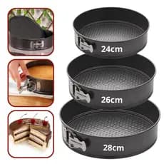 Conjunto 3 Formas com Fundo Removível Antiaderente com Fundo Removível para tortas e Bolos