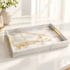 Bandeja Decorativa com Fundo Decor Abstrato Mármore Elegante