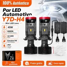2PC Faróis LED Y7 H4 180W 30000LM - Projetor Mini 6500K Alto/Baixo - Compatível Carros/Motos