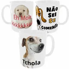 Caneca Meme Doguinho "Tchola/Eh Mole