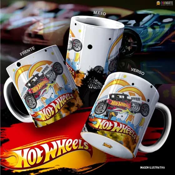Caneca de Plástico ou Cerâmica Hot Wheels
