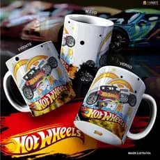 Caneca de Plástico ou Cerâmica Hot Wheels