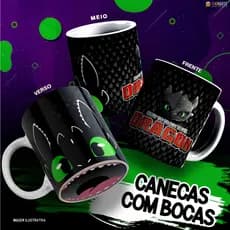 Caneca Bocão Personagens Animados 325ml | Caneca Diferenciada