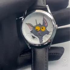 Relógio Criativo Jokercat Gato e Rato - Minimalista Unissex Pulseira de Couro ou Aço Inoxidável 3ATM