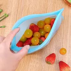 Sacos De Armazenamento De Alimentos De Silicone Reutilizáveis-Vedação À Prova De Vazamentos , Seguros Para Micro-Ondas E