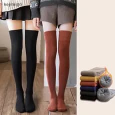 Meias Altas Kejim Fashion para Mulheres, Lã Sólida, Quentes, Altas até o Joelho, Botas Femininas ke O6JV
