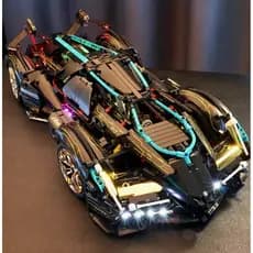 [Em Destaque] Novo Carro de Corrida Lamborghini Black Warrior com Controle Remoto, Brinquedo de Blocos de Montar para Me