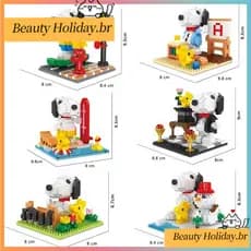 Snoopy Cartoon Series Bloco De Construção De Brinquedo Presente