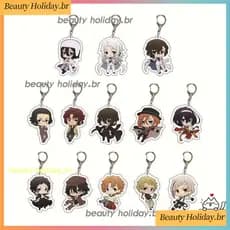Chaveiro Anime Bungo Stray Dogs Osamu Dazai Atsushi Nakajima Acrílico Porta-Chaves Pingente Para Crianças Acessórios Fof