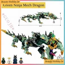 GUOJH Dragão Verde Ninja Mech 544pcs Compatível 70612 Ninjago Lumilipad Mecha Blocos De Construção Tijolos Laruan Regalo