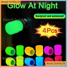 4/8/12 peças Tampa de Válvula Brilha Bico de Pneus, Capa Protetora para Moto, Bicicleta e Carro Decoração Fluorescente