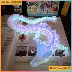 30cm Dragão Luminoso 3D Impresso Gradiente Cristal Junta Completa Simulação Móvel Brinquedo Ornamento De Mesa