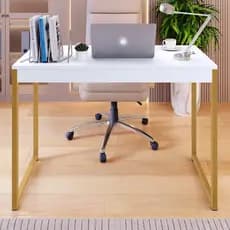 Mesa Home Office Escritório e Estudo com Pés de Ferro Estilo Industrial Mesa em L  Plus