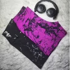 Kit 2 Shorts Fitness Marmorizado Feminino Cintura Alta Academia Tie Dye Zero Transparência