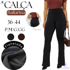 Calça  Flare bailarina Básico flanelada Cintura Alta Zero transparencia