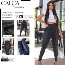 Calça montaria Flanelada Suplex com detalhe em cirre, cintura alta