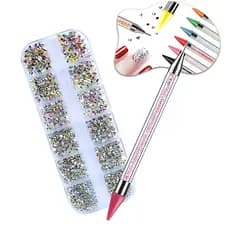 Kit de Pedrinhas para Unhas + Caneta Pega Strass - Decoração Nail Art