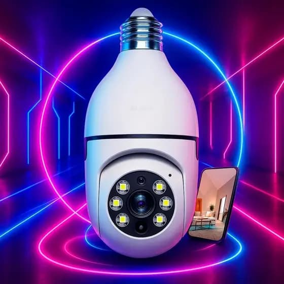 Mini Câmera de Segurança WiFi 360° Visão Noturna Áudio Bidirecional Alarme Monitoramento Remoto via Celular