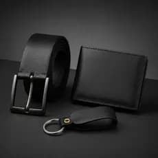 Kit Carteira Masculina + Cinto + Chaveiro Dia dos Pais Presente