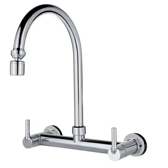 Misturador de Parede Modaza Allegra para Cozinha, Dupla Manopla, Cromado