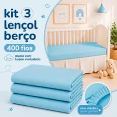 Kit 3 Lençol Berço Bebê Infantil 130x70 Tecido Extra Macio 400 Fios Com Elástico Não Faz Bolinha