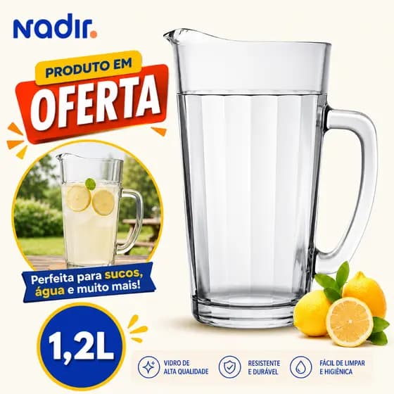 Jarra Para Sucos e Vitaminas e Agua Americano Vidro Resistente Nadir Figueiredo 1,2L