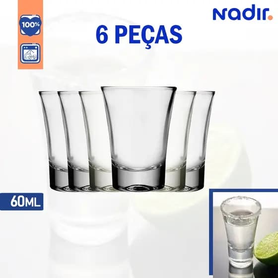 6 Copos Dose Vidro 60ml Nadir Olé Shot Bar Festa Uso Profissional