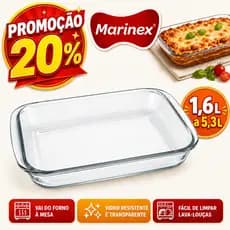 Travessa Assadeira Lasanheira de Vidro Marinex Retangular Bolos Lasanhas Assados