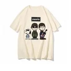 [Camiseta Premium Algodão Puro]LA Plus Camiseta Oasis The Peanuts Blusa banda rock album estampado poster feminina camis