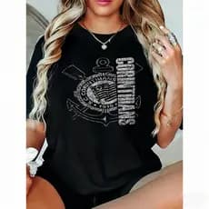 [Camiseta Premium Algodão Puro]LA Camiseta Feminina Estampa Corinthians 1910 Versão Gráfica Estilosa Moderna Feminina