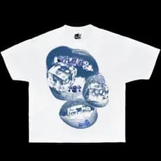 [Camiseta Premium Algodão Puro]LA Camiseta Grin Fang Mouth Estampada Boxy Oversized Estilosa Divertida Moderna Streetwea