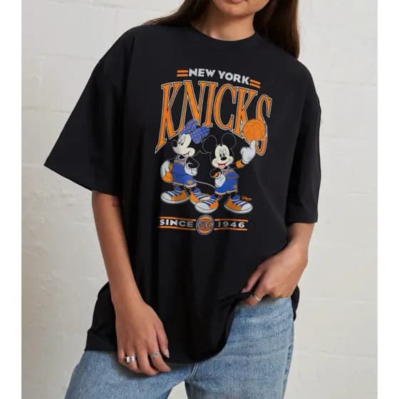 [Camiseta Premium Algodão Puro]LA Camiseta Oversized Preta  New York Knicks Unissex
