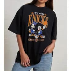 [Camiseta Premium Algodão Puro]LA Camiseta Oversized Preta  New York Knicks Unissex