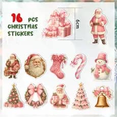 16 pecas adesivo de PVC A prova d agua para decoracao de Natal em estilo retro