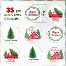 35 pecas adesivo de PVC A prova d agua para decoracao de Natal em estilo retro