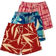 Kit 3 Short Feminino Plus Size Estampado Praia Verão Casual Treino Corrida