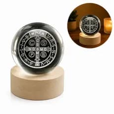 Luminária De Mesa Religiosa Com Medalha De SÃO BENTO Divino 3D Bola de Cristal para Quarto
