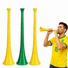 Kit com 3 Cornetão Vuvuzela de Grande Copo do Mundo Verde e Amarela.