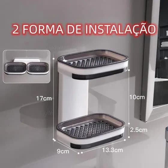 Saboneteira 2 Camada Caixa De Sabão Para Banheiro Com Suporte Favourite
