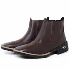 Botina Country Masculina - Bico Quadrado, Bordado Estilo Wester / Botina Country Texana Feminina