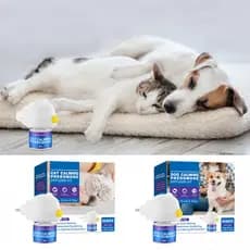Difusor Calmante para Gatos, Alívio de Ansiedade com Feromônios, Kit 2 em 1 com 1 + 1 Frasco de 48ml para 30 Dias QP2L