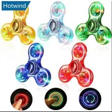HW Cristal Luminoso LED Light Fidget Spinner Top Crown Spinners Brilha no Escuro EDC Brinquedos de Alívio de Estresse Cr