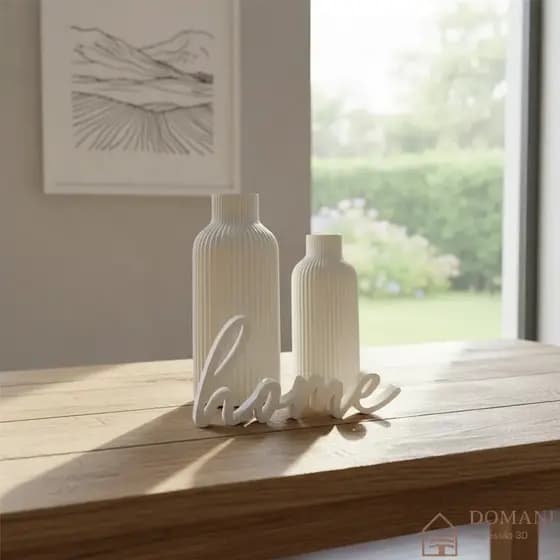Kit 2 Vasos Decorativo e Palavra HOME Decoração Sala Rack Mesa Moderna