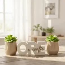 Kit 2 Vasos Decorativos com Palavra Ore e Confie - Decoração Sala Quarto Escritório Casa