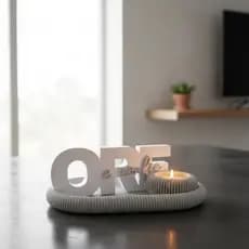 Kit Decorativo Ore E Confie Com Porta Vela E Bandeja