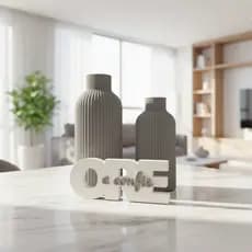 Kit 2 Vasos Decorativos e Palavra ORE e CONFIE Sala Quarto Mesa Aparador