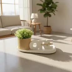 Kit 3 peças Decorativas Vaso Palavra Ore e Confie e Bandeja – Decoração Moderna para Sala, Quarto e Escritório