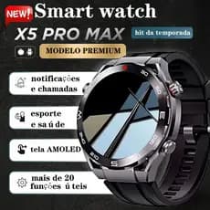 SmartWatch X5 PRO MAX Amoled Gps Redondo À Prova D 'Água  Relógio Inteligente Bluetooth Chamada Android IOS