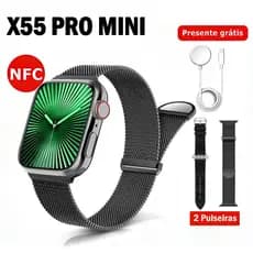 Smartwatch X55 PRO MINI 38MM Relógio Inteligente 2026 Nova Série 10 Amoled Chamadas Bluetooth Cardíaca Monitorament